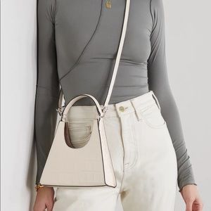 Staud Mini Rey Croc Embossed Crossbody Bag